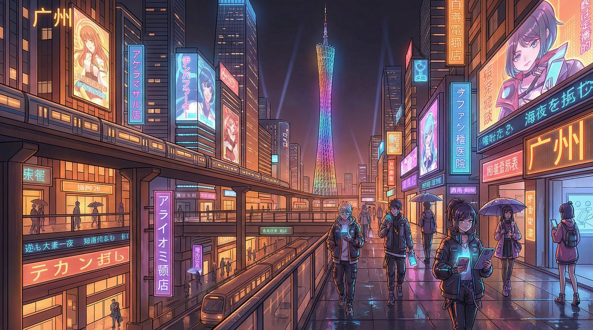 探花动漫-广州动漫城夜景